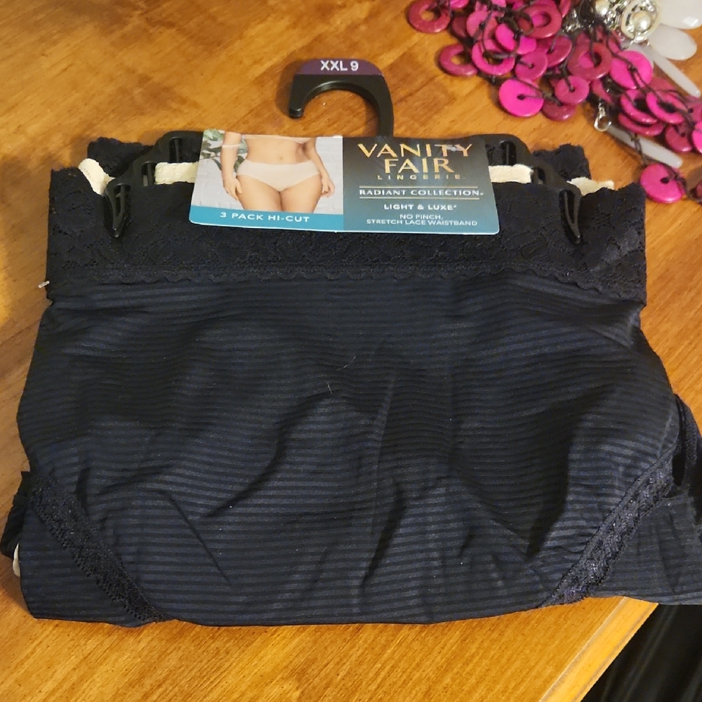 Vanity Fair Women's Navy Blue Hi-Cut Panties 3-Pack (Dark Blue)
